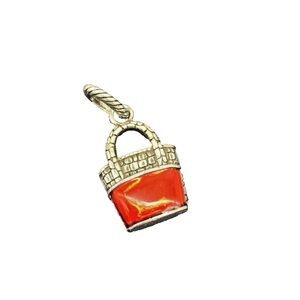 Brighton Red Enamel Handbag Charm with Silver Accents